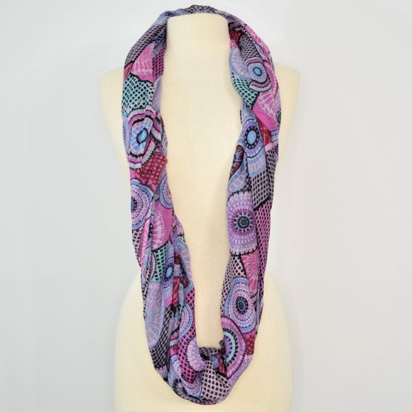 Mandala Houndstooth Infinity Circle Fashion Scarf Pink Purple Blue Scarves 64" - Picture 2 of 8